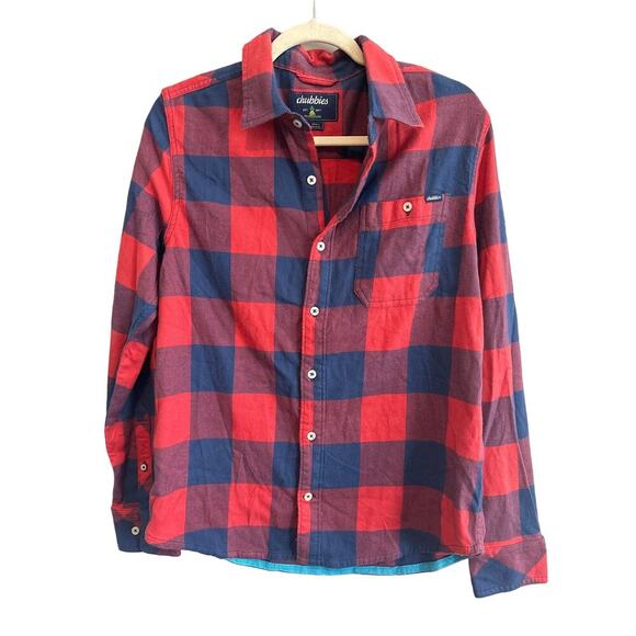 NWOT Chubbies Checkered Plaid Classic Flannel Size Small Blue Red - Picture 1 of 5